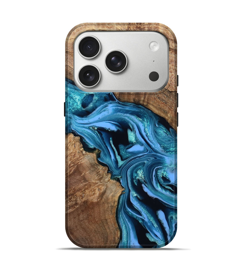 iPhone 17 Pro Wood Live Edge Phone Case - Spencer (Blue, 802437)