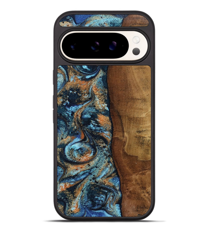 Pixel 9 Pro XL Wood Phone Case - Abagail (Teal & Gold, 802449)