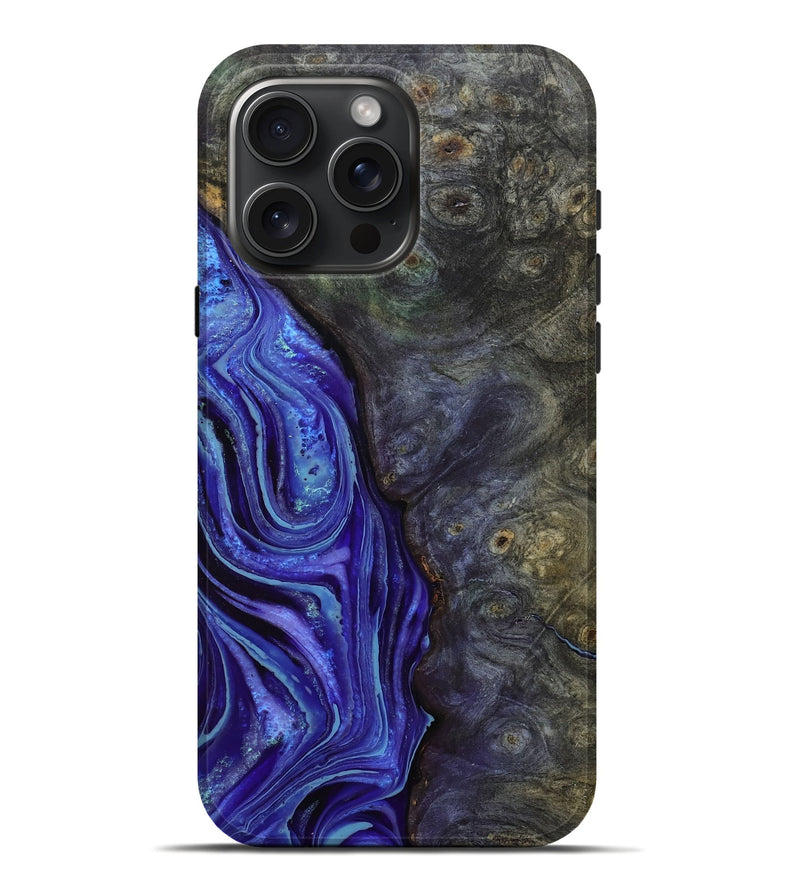 iPhone 16 Pro Max Wood Live Edge Phone Case - Zendaya (Blue, 802509)