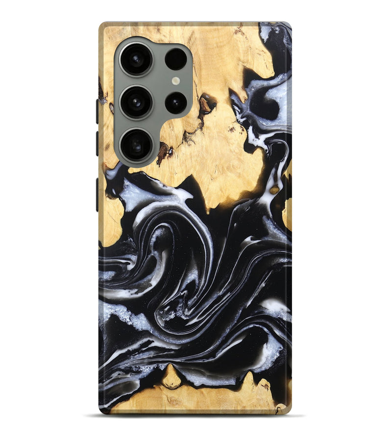 Galaxy S24 Ultra Wood Live Edge Phone Case - Adeline (Black & White, 802519)
