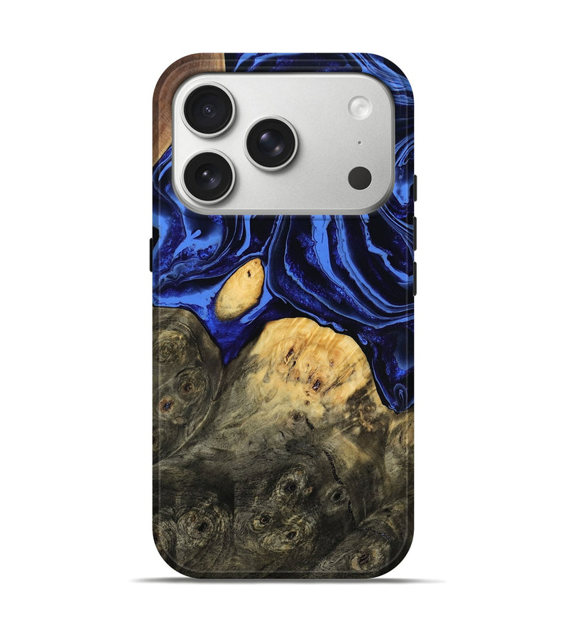iPhone 17 Pro Wood Live Edge Phone Case - Ashli (Blue, 802522)