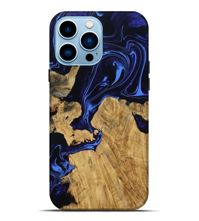 iPhone 14 Pro Max Wood Live Edge Phone Case - Abigail (Blue, 802523)