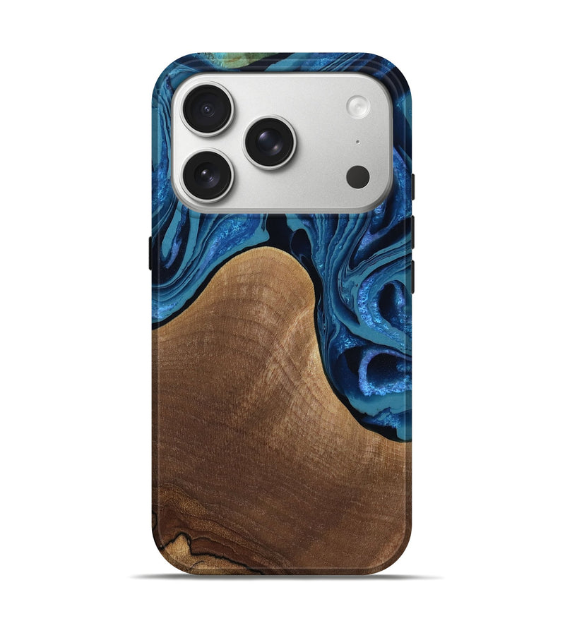 iPhone 17 Pro Wood Live Edge Phone Case - Iker (Blue, 802528)