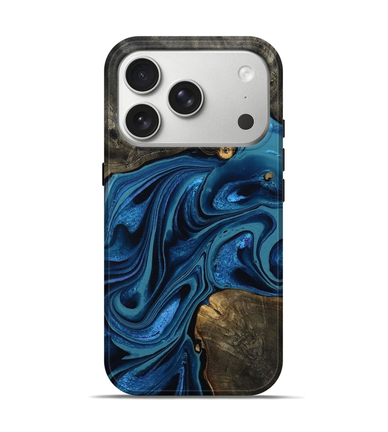 iPhone 17 Pro Wood Live Edge Phone Case - Teddy (Blue, 802529)