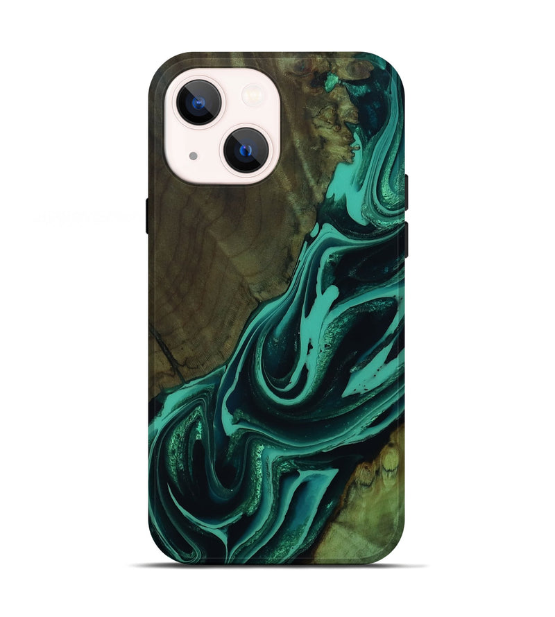 iPhone 13 Wood Live Edge Phone Case - Leland (Green, 802534)