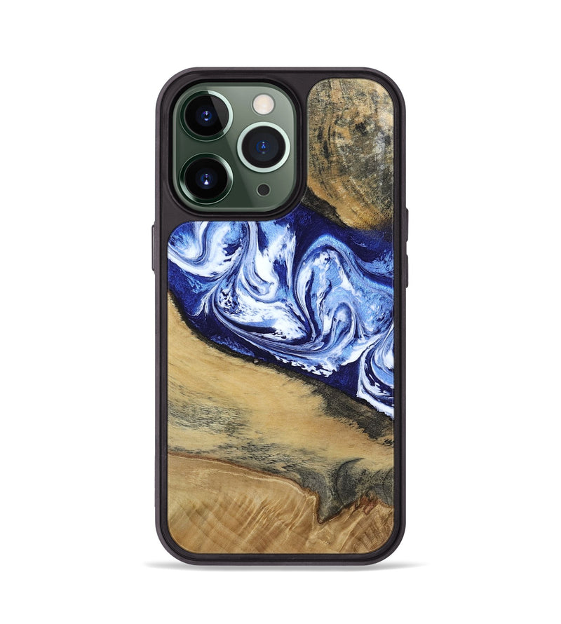 iPhone 13 Pro Wood Phone Case - Edsel (Blue, 802548)