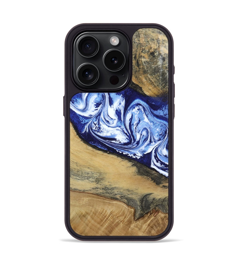 iPhone 15 Pro Wood Phone Case - Edsel (Blue, 802548)