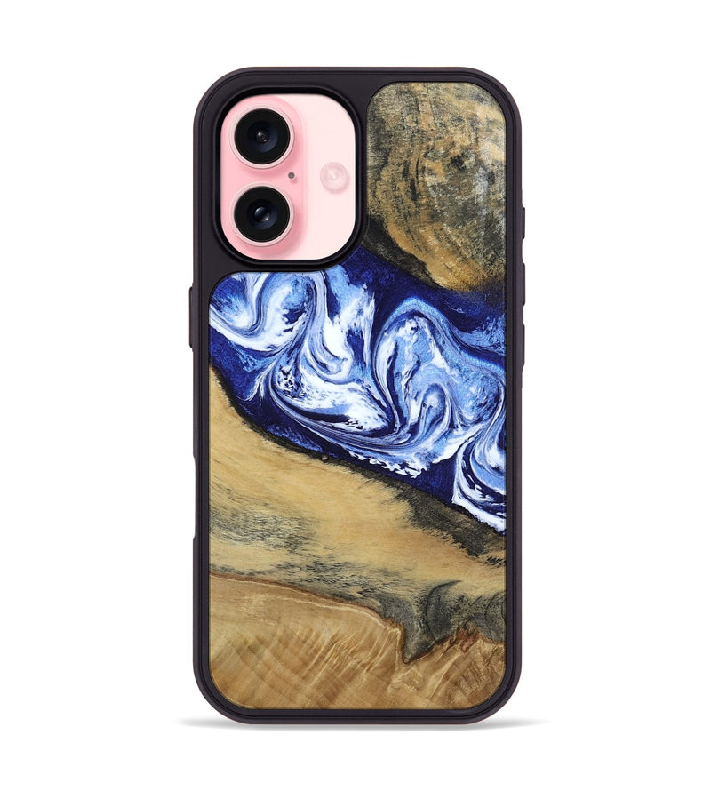 iPhone 16 Wood Phone Case - Edsel (Blue, 802548)