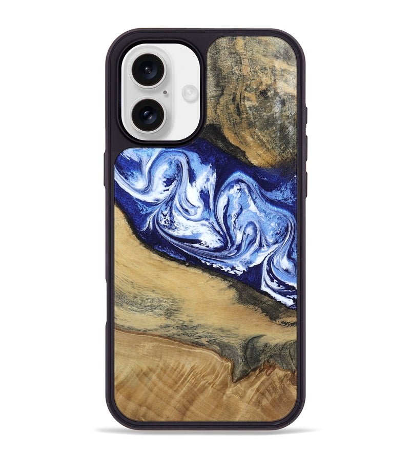 iPhone 16 Plus Wood Phone Case - Edsel (Blue, 802548)
