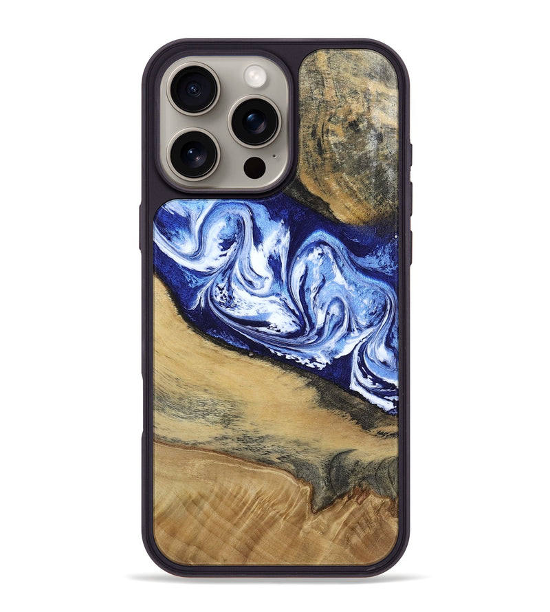 iPhone 16 Pro Max Wood Phone Case - Edsel (Blue, 802548)