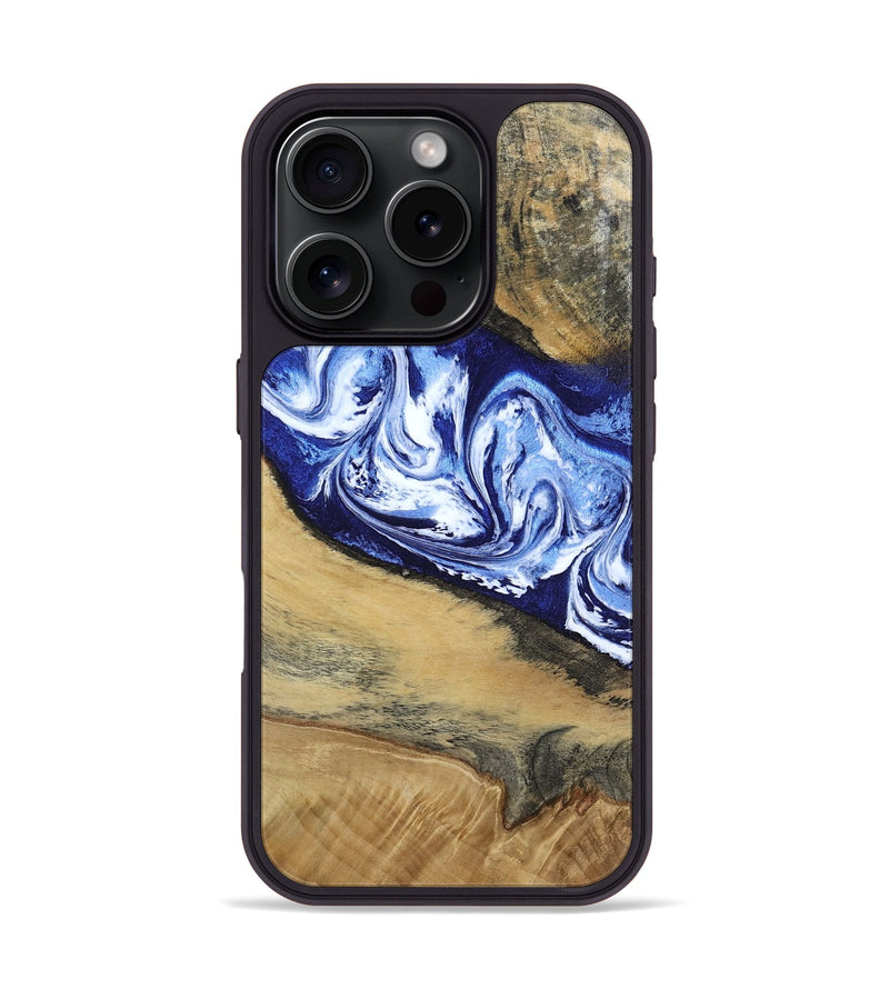 iPhone 16 Pro Wood Phone Case - Edsel (Blue, 802548)