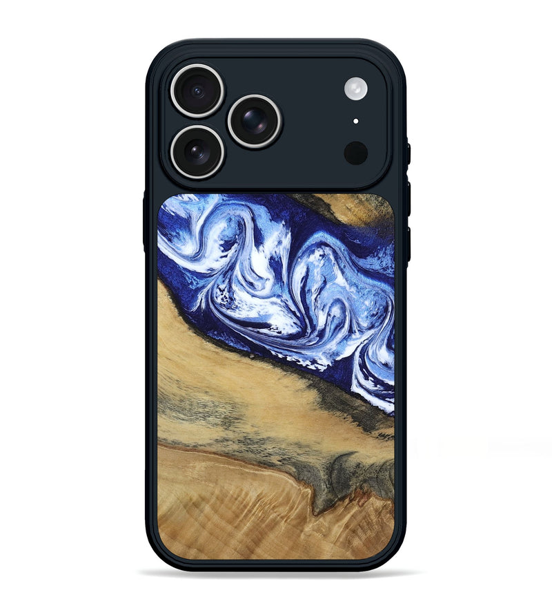 iPhone 17 Pro Max Wood Phone Case - Edsel (Blue, 802548)