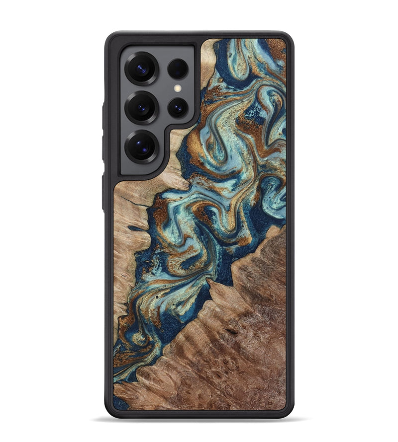 Galaxy S25 Ultra Wood Phone Case - Brody (Teal & Gold, 802573)
