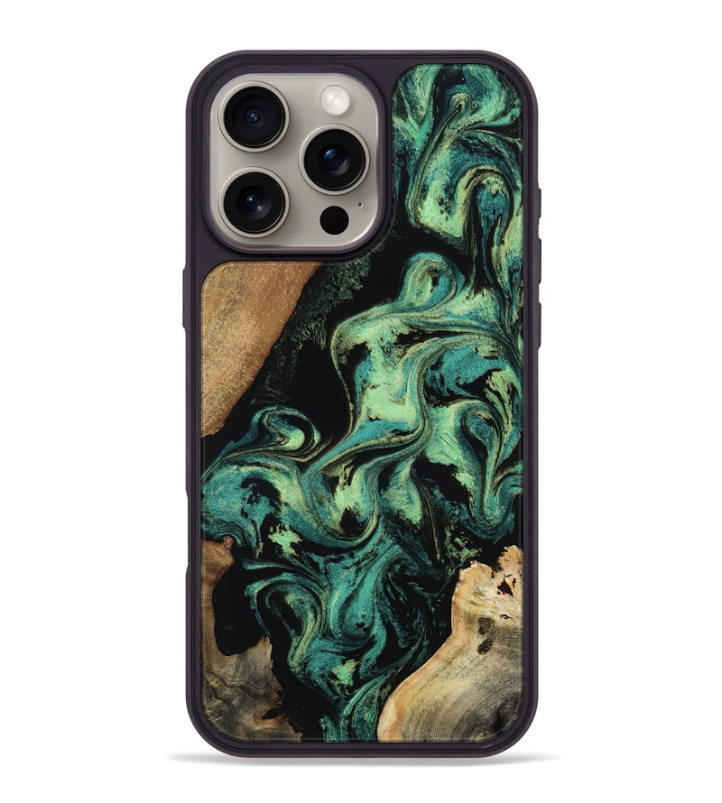 iPhone 16 Pro Max Wood Phone Case - Omer (Green, 802596)
