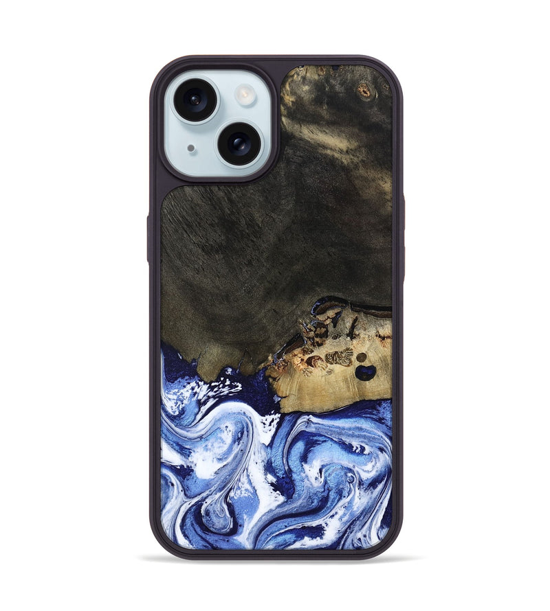 iPhone 15 Wood Phone Case - Emanuel (Blue, 802605)