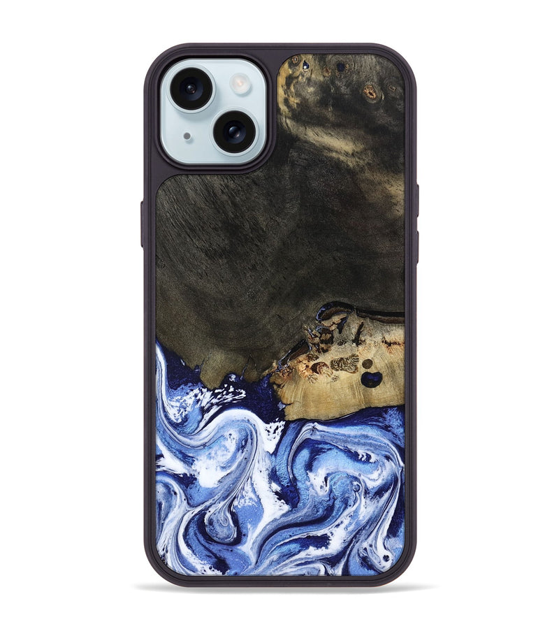 iPhone 15 Plus Wood Phone Case - Emanuel (Blue, 802605)
