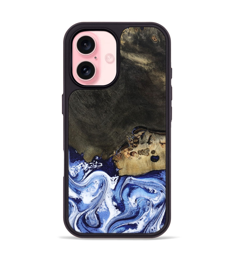 iPhone 16 Wood Phone Case - Emanuel (Blue, 802605)