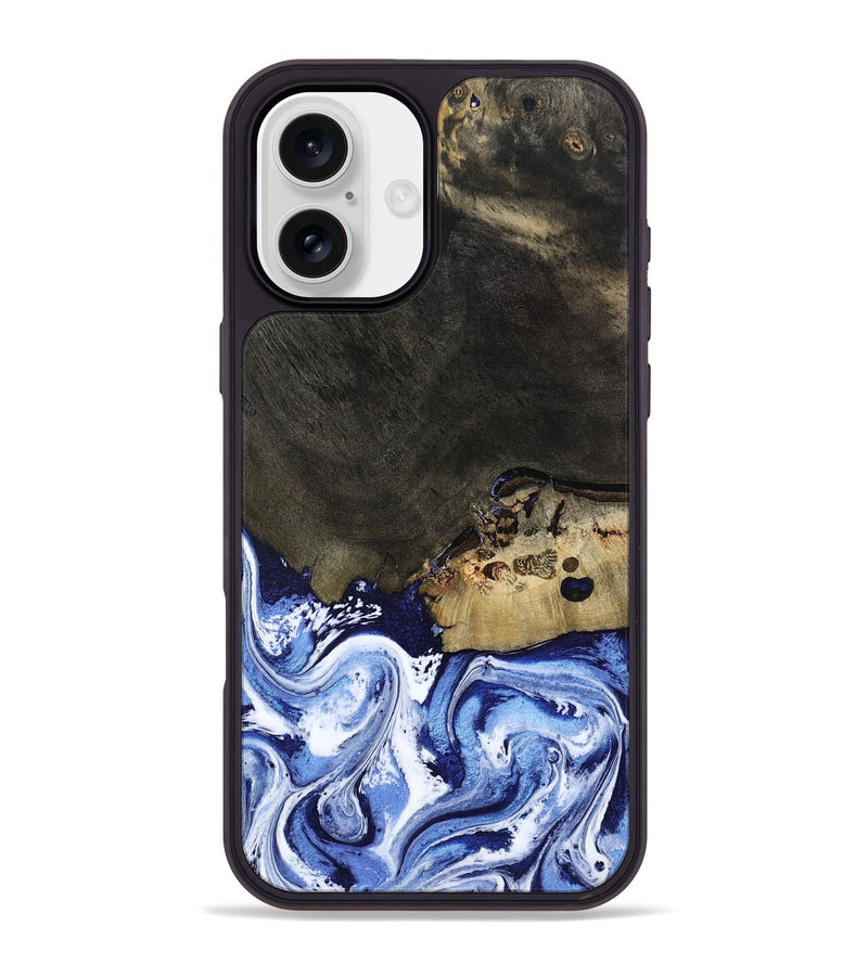 iPhone 16 Plus Wood Phone Case - Emanuel (Blue, 802605)
