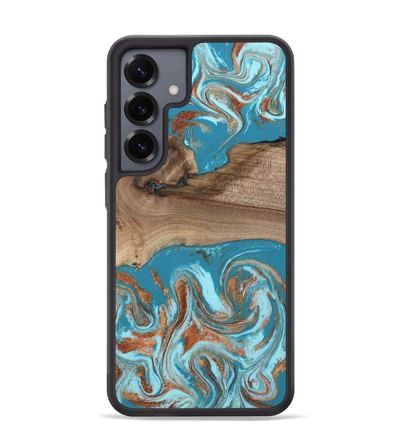 Galaxy S25 Plus Wood Phone Case - Ora (Teal & Gold, 802631)