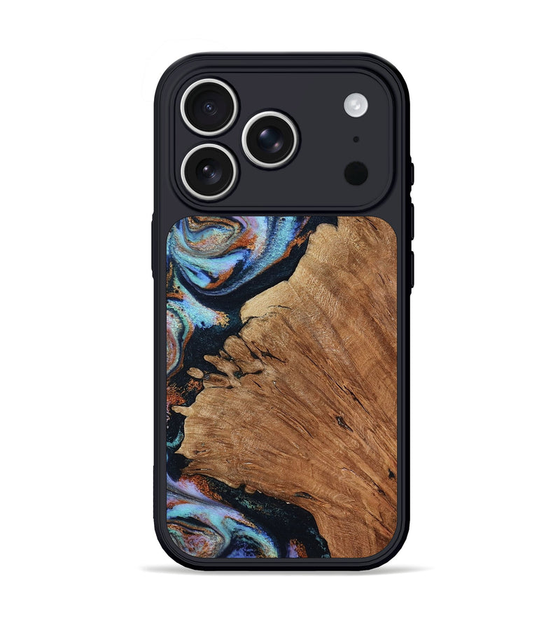 iPhone 17 Pro Wood Phone Case - Chosen (Teal & Gold, 802632)