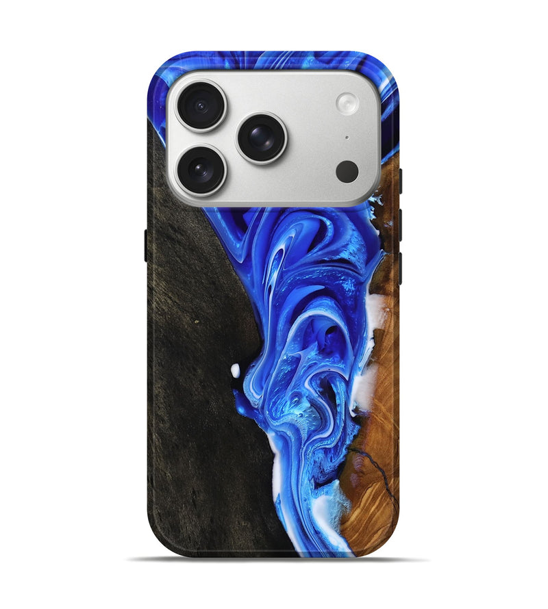 iPhone 17 Pro Wood Live Edge Phone Case - Elias (Blue, 802682)