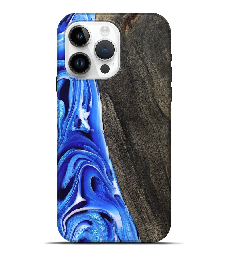 iPhone 15 Pro Max Wood Live Edge Phone Case - Laylani (Blue, 802683)