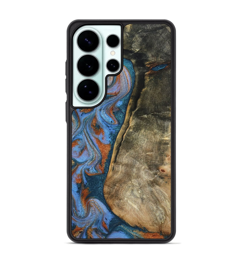 Galaxy S26 Ultra Wood Phone Case - Grey (Teal & Gold, 802702)