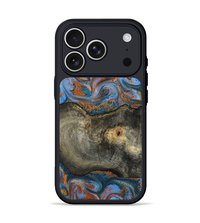 iPhone 17 Pro Wood Phone Case - Jason (Teal & Gold, 802704)