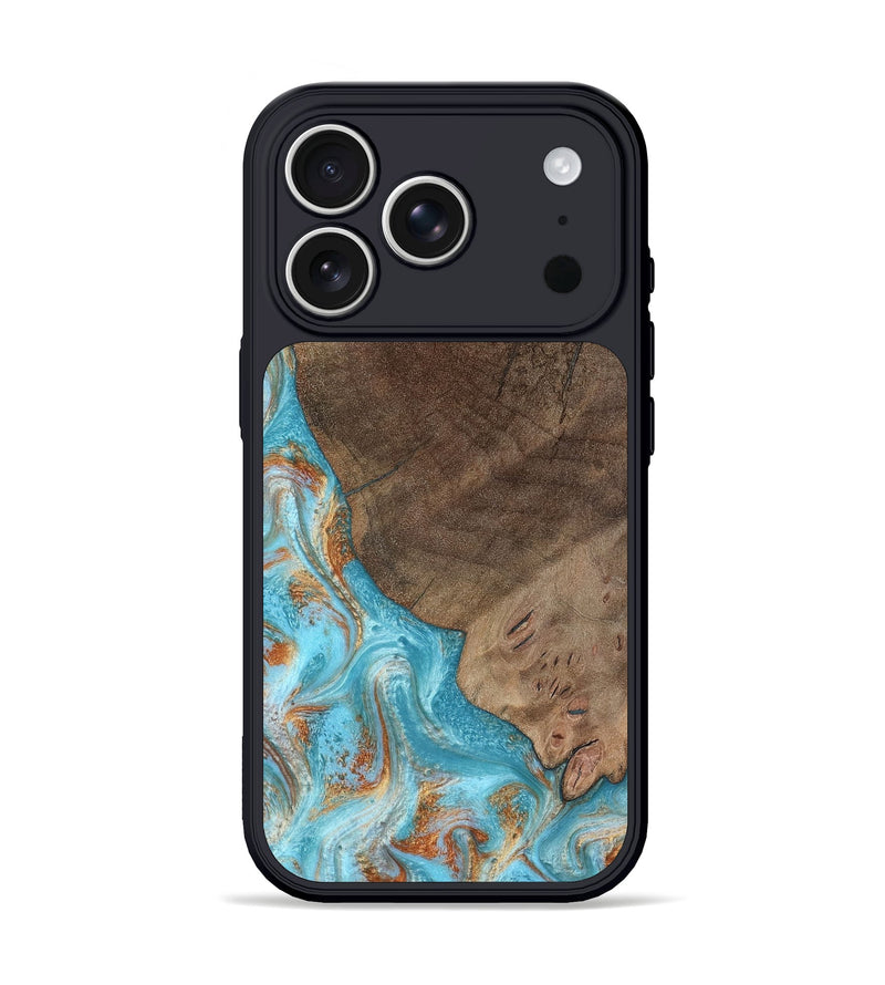 iPhone 17 Pro Wood Phone Case - Allie (Teal & Gold, 802707)