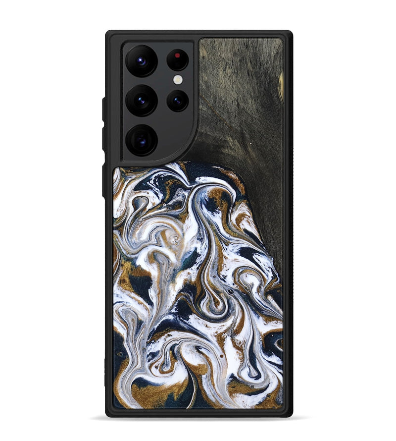 Galaxy S22 Ultra Wood Phone Case - Brayden (Teal & Gold, 802710)
