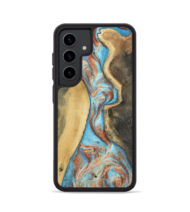 Galaxy S24 Wood Phone Case - Burl (Teal & Gold, 802711)