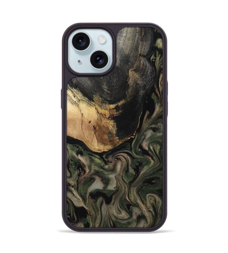 iPhone 15 Wood Phone Case - David (Green, 802757)