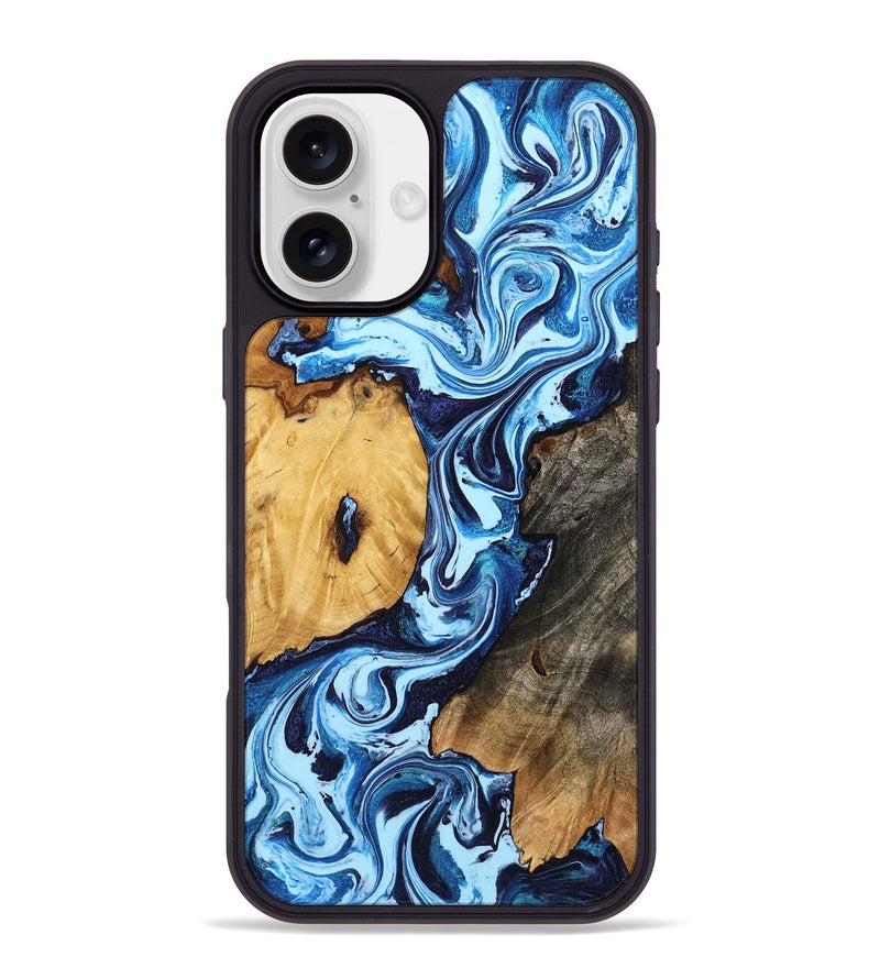 iPhone 16 Plus Wood Phone Case - Tatyana (Blue, 802875)
