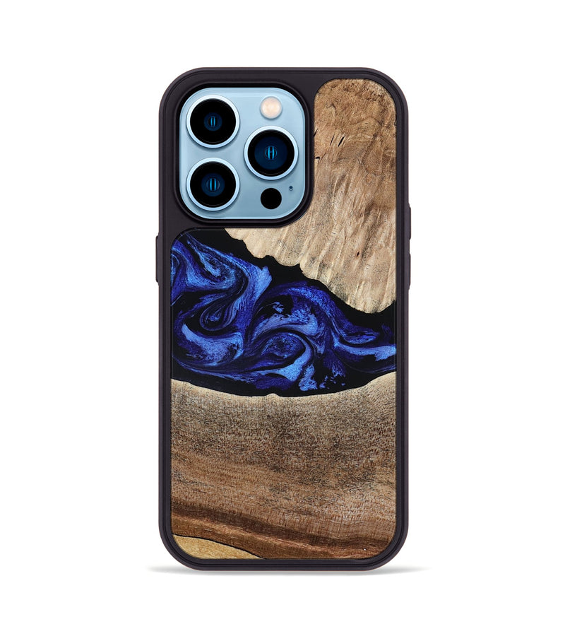 iPhone 14 Pro Wood Phone Case - Ariella (Blue, 802881)