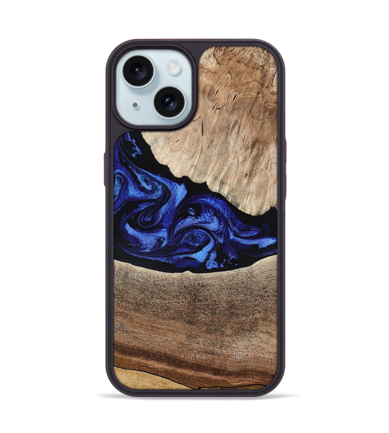 iPhone 15 Wood Phone Case - Ariella (Blue, 802881)