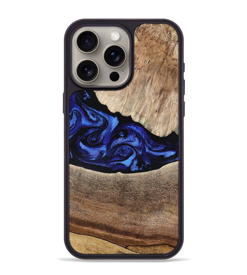 iPhone 15 Pro Max Wood Phone Case - Ariella (Blue, 802881)