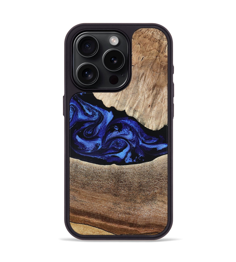 iPhone 15 Pro Wood Phone Case - Ariella (Blue, 802881)