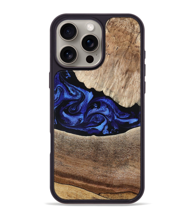 iPhone 16 Pro Max Wood Phone Case - Ariella (Blue, 802881)
