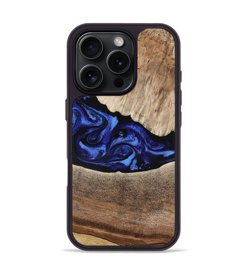 iPhone 16 Pro Wood Phone Case - Ariella (Blue, 802881)