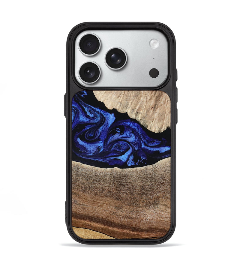 iPhone 18 Pro Wood Phone Case - Ariella (Blue, 802881)