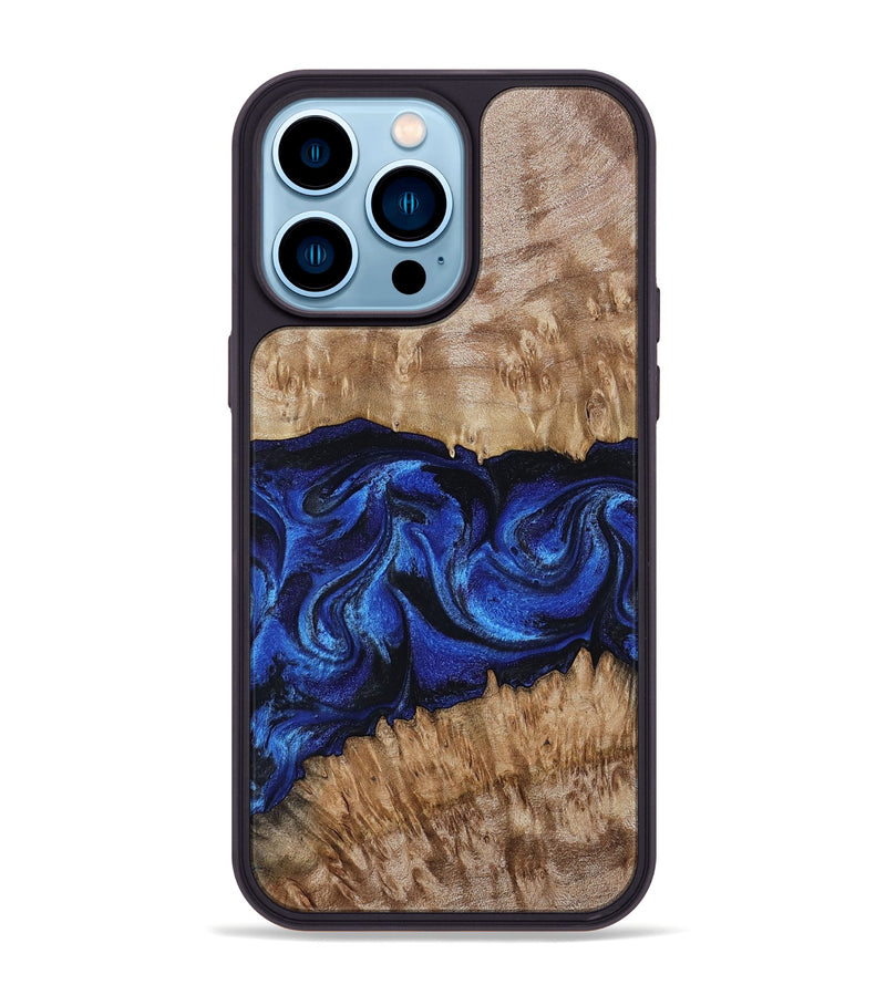iPhone 14 Pro Max Wood Phone Case - Nels (Blue, 802886)