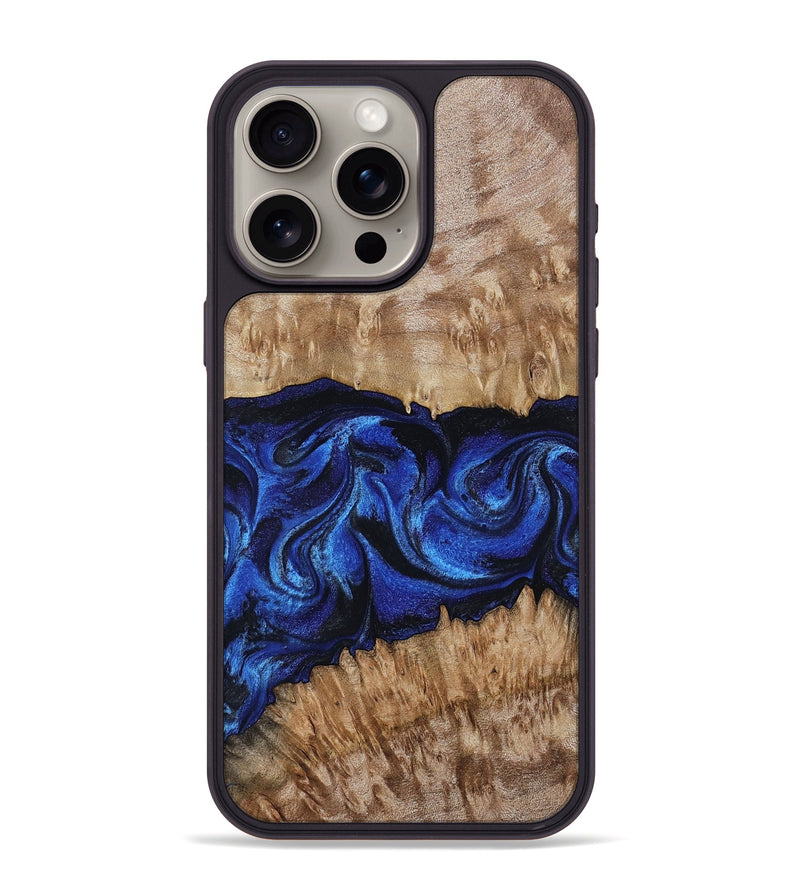 iPhone 15 Pro Max Wood Phone Case - Nels (Blue, 802886)