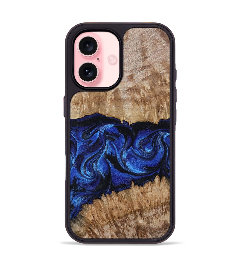 iPhone 16 Wood Phone Case - Nels (Blue, 802886)