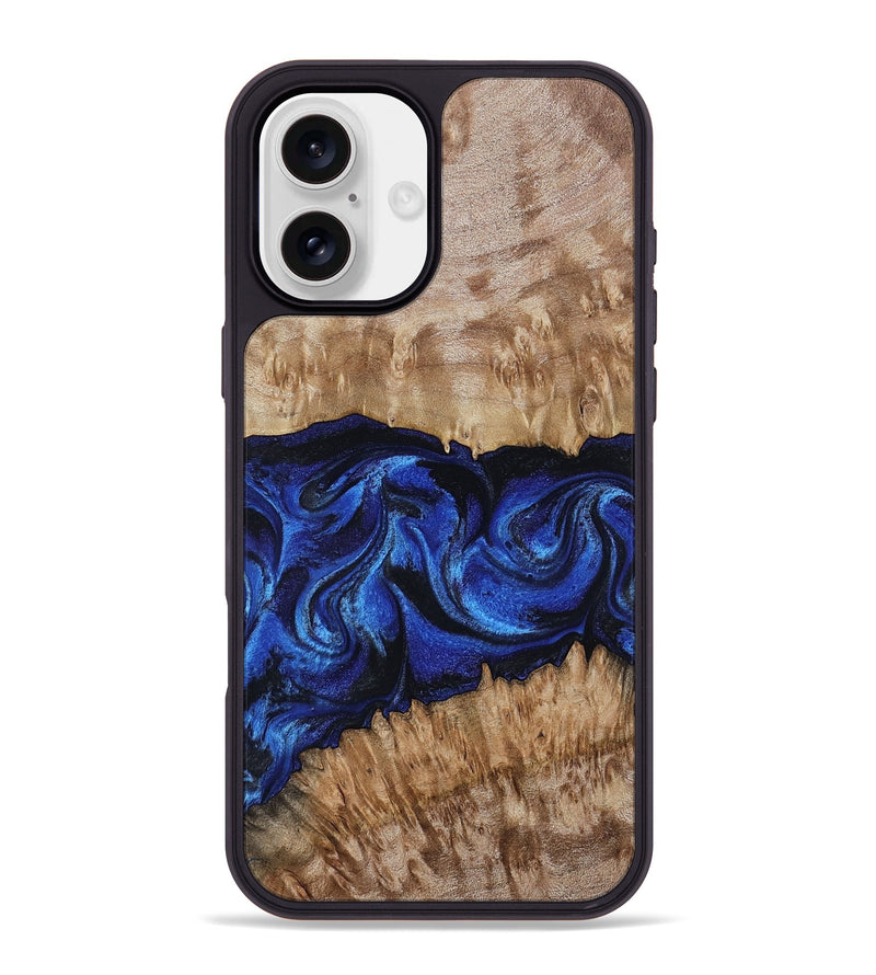 iPhone 16 Plus Wood Phone Case - Nels (Blue, 802886)