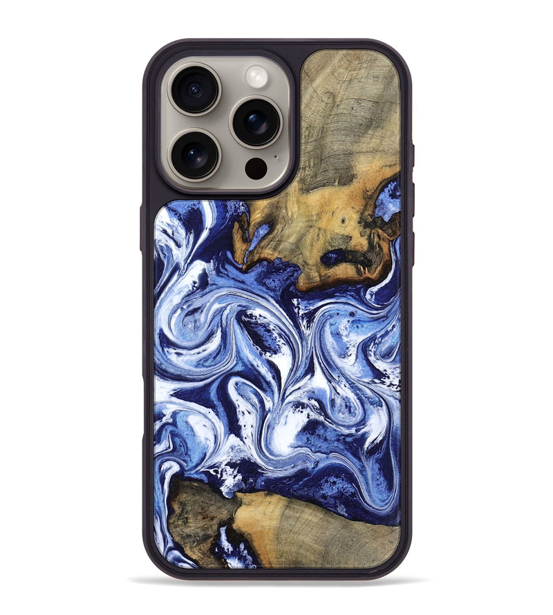 iPhone 16 Pro Max Wood Phone Case - Amias (Blue, 802890)