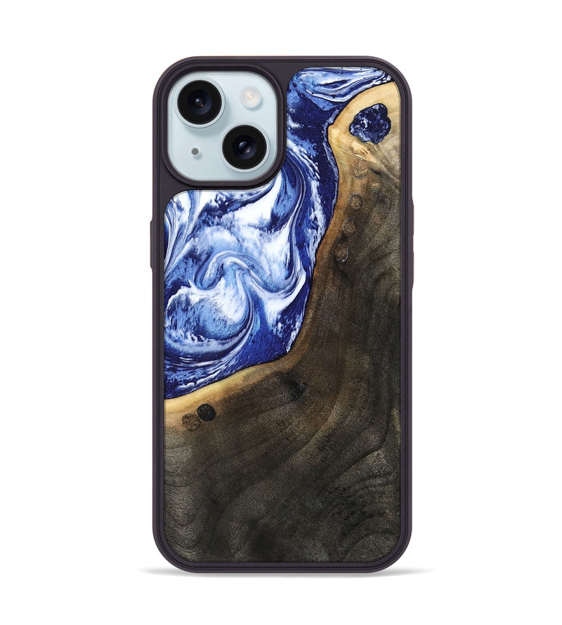 iPhone 15 Wood Phone Case - Veva (Blue, 802892)