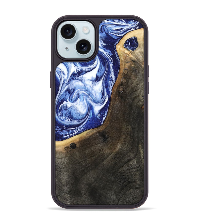 iPhone 15 Plus Wood Phone Case - Veva (Blue, 802892)