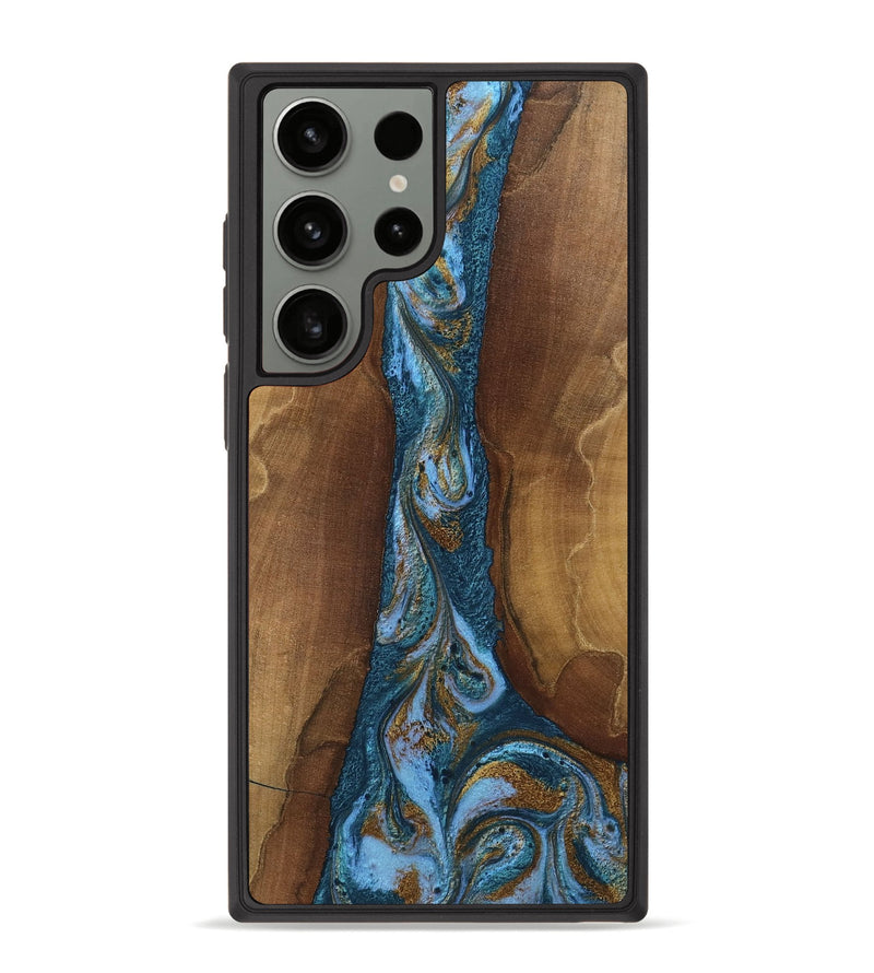 Galaxy S23 Ultra Wood Phone Case - Kyler (Teal & Gold, 802975)