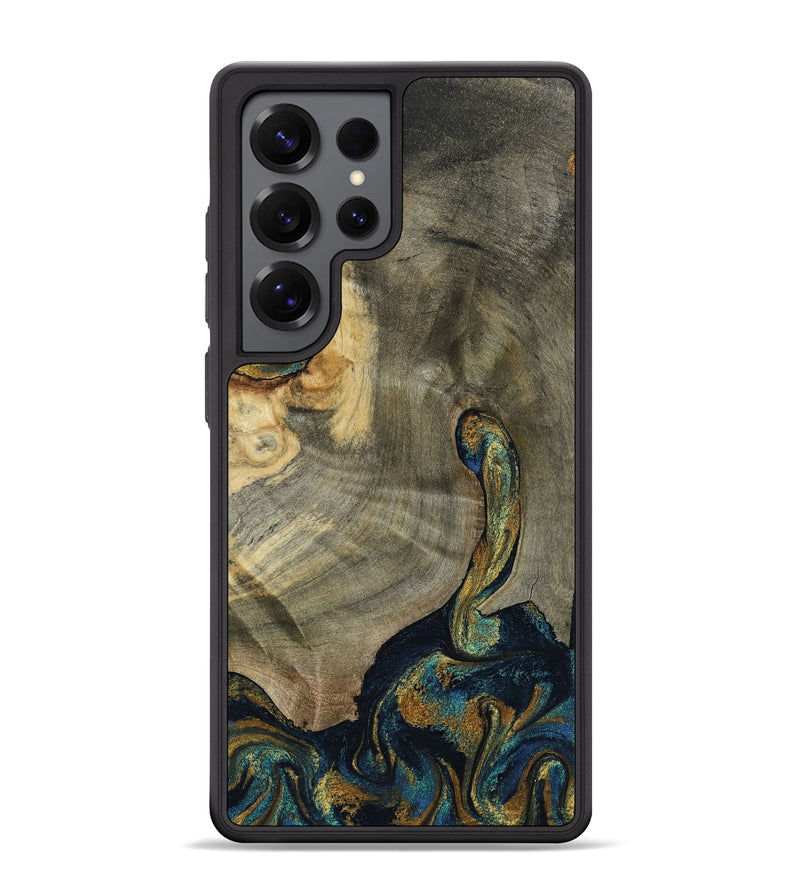 Galaxy S25 Ultra Wood Phone Case - Saundra (Teal & Gold, 802986)