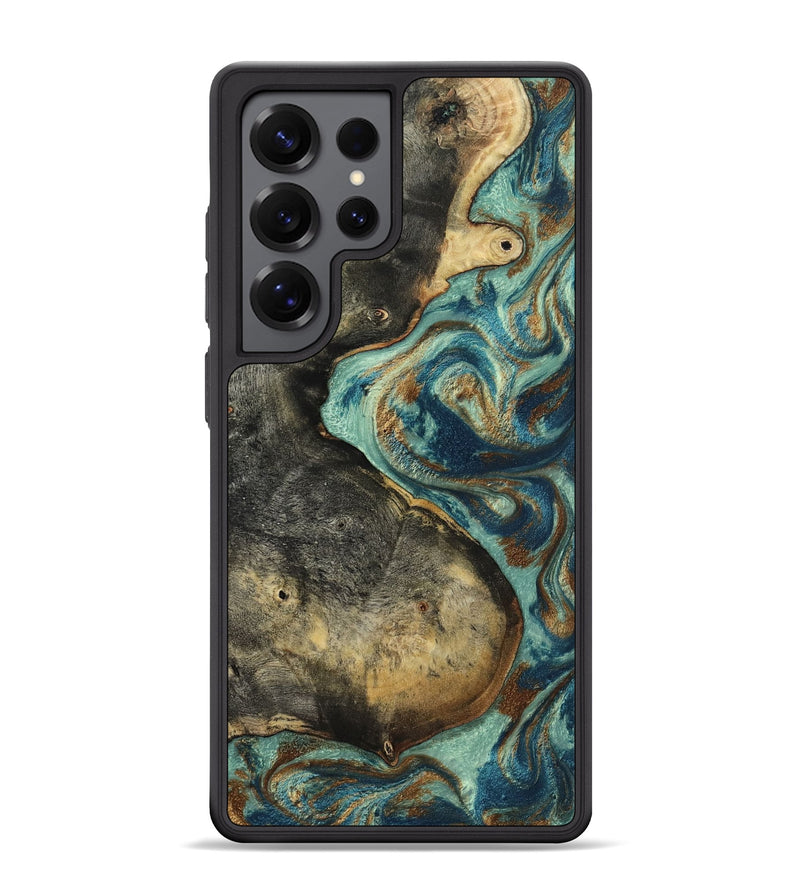 Galaxy S25 Ultra Wood Phone Case - Wylie (Teal & Gold, 802988)